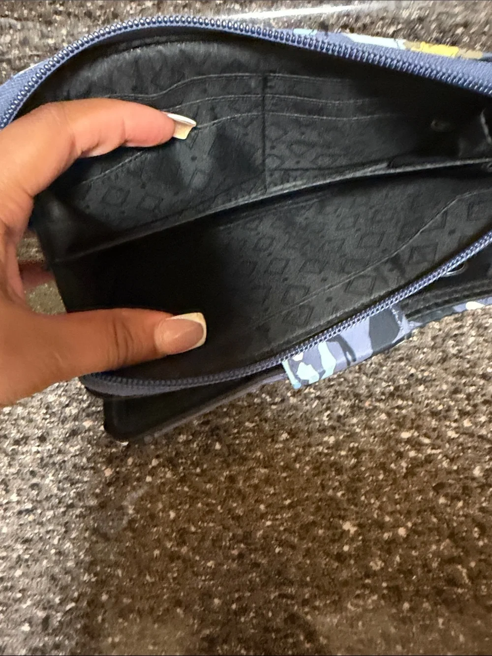 Vera Bradley Navy Quilted Floral Zip Wallet
